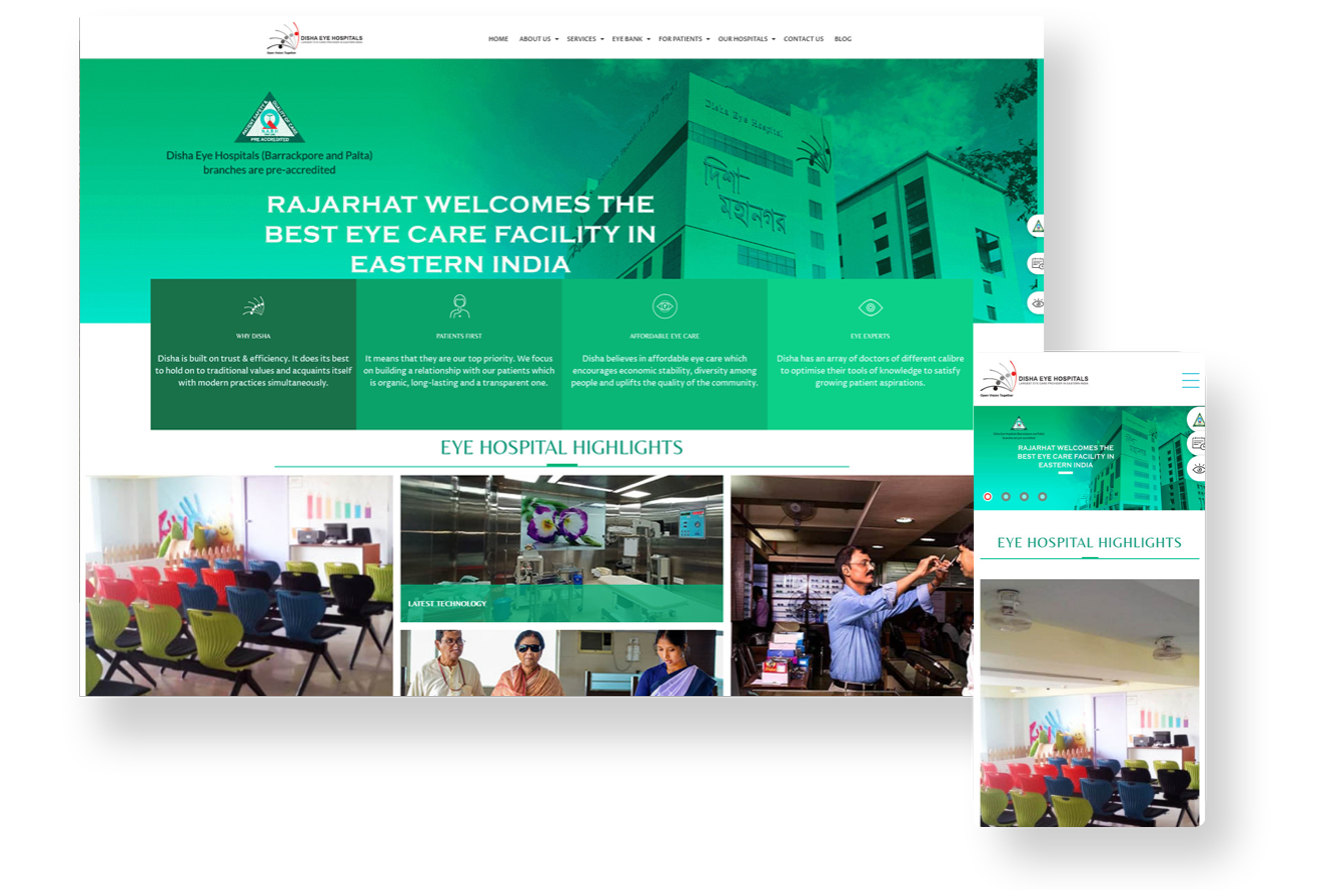 Disha Eye Hospitals - Website Development by TechShu