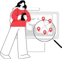 Woman checking locations on mobile