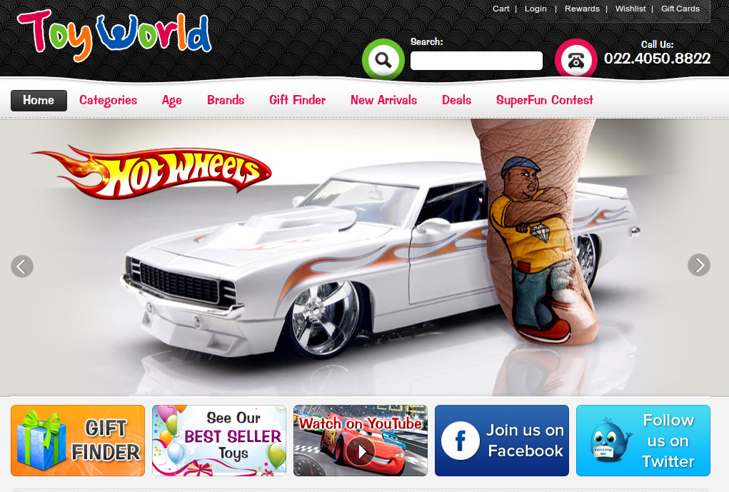 Website Home Page of Toyworld.in – Largest Toy Supplier in India - Techshu